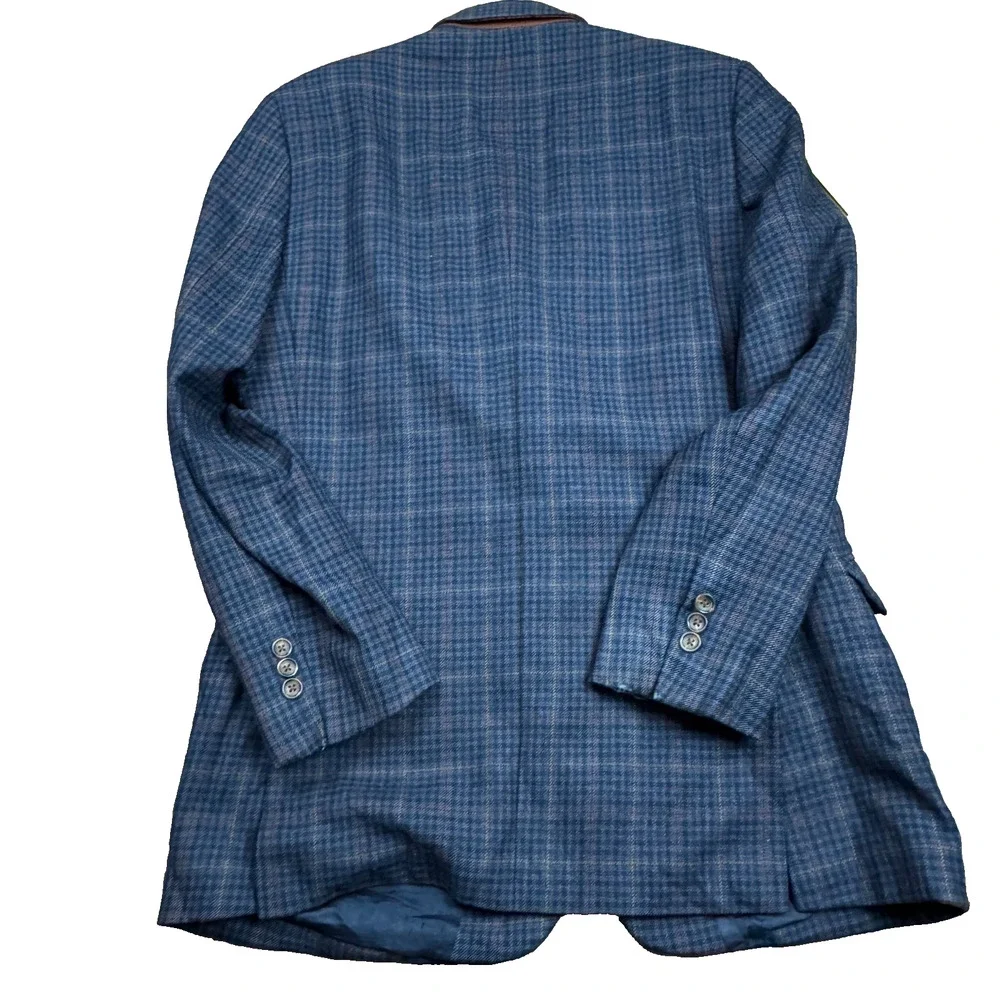 Brooks Brothers Blazer Mens 40R Blue Wool Plaid Fitzgerald Fit Tweed Sport Coat